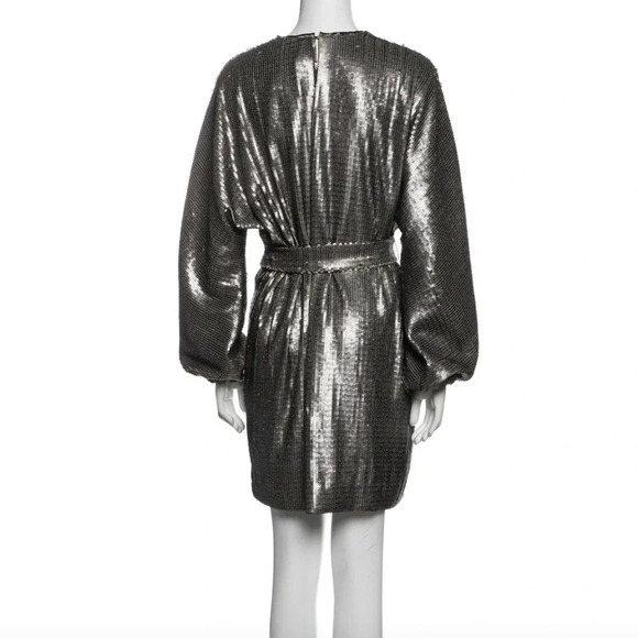 Anine Bing Angie Metallic Long Sleeve Shift Dress Size XS - Picture 2 of 3